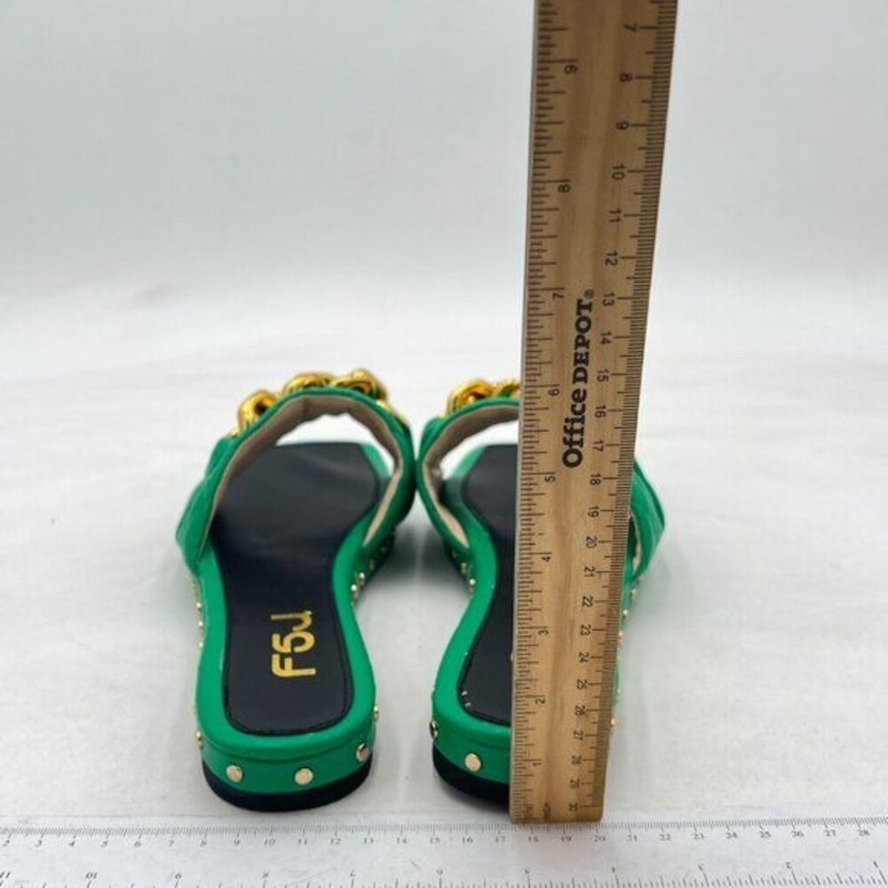 FSJ Green Women Sexy Square Open Toe Comfortable Flat Thick Sole Cushion Sandals - Picture 5 of 8